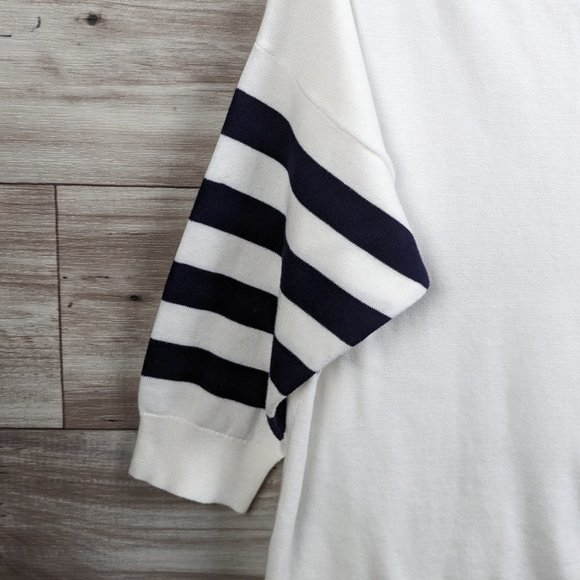 Express*Women's 3/4 Striped Sleeve Boat Neck Straight Hem Pullover Sweater~Large - Picture 6 of 10